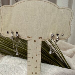 Silver and Crystal Chain Drop Earrings